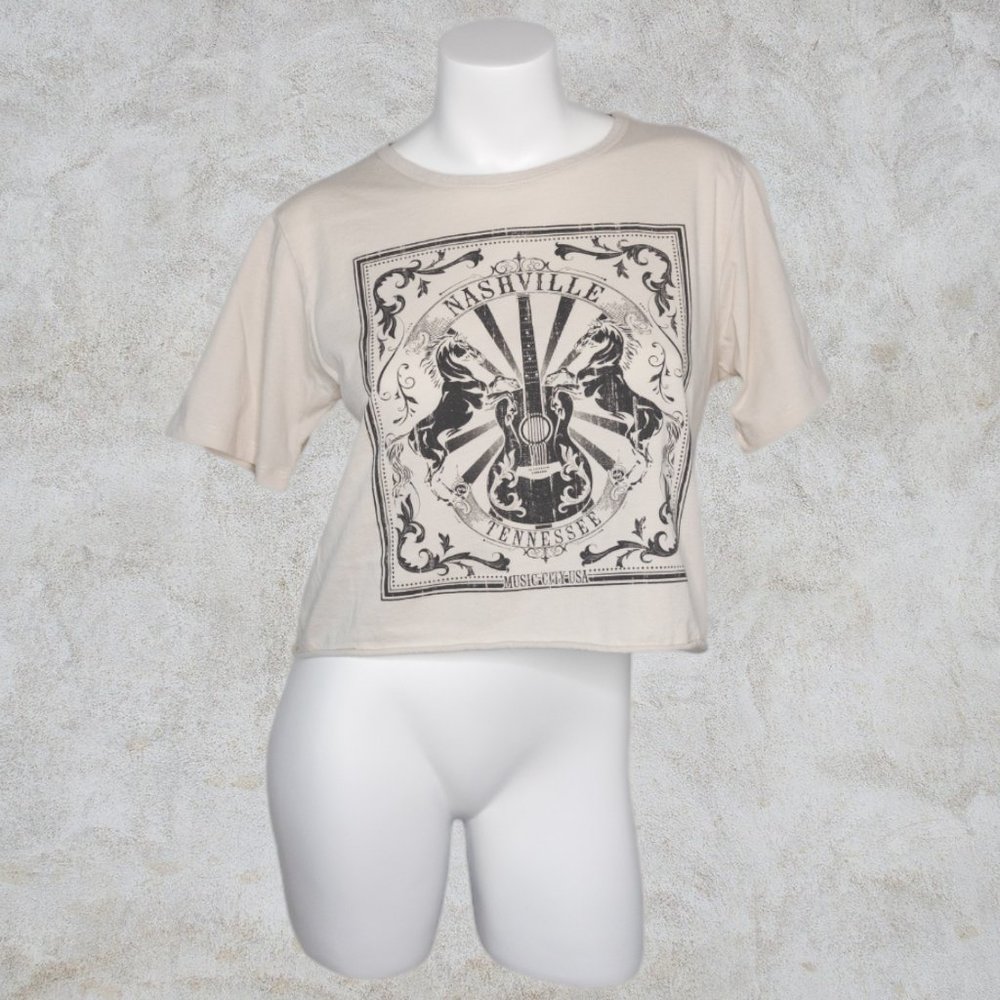 Altar'd State Cropped T-Shirt Nashville Music City USA Horses and Guitar